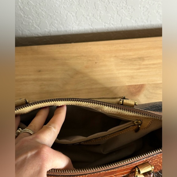 Brahmin  Baguette Brown and Tan Purse with Crocodile Pattern and Gold Hardware - Picture 10 of 15